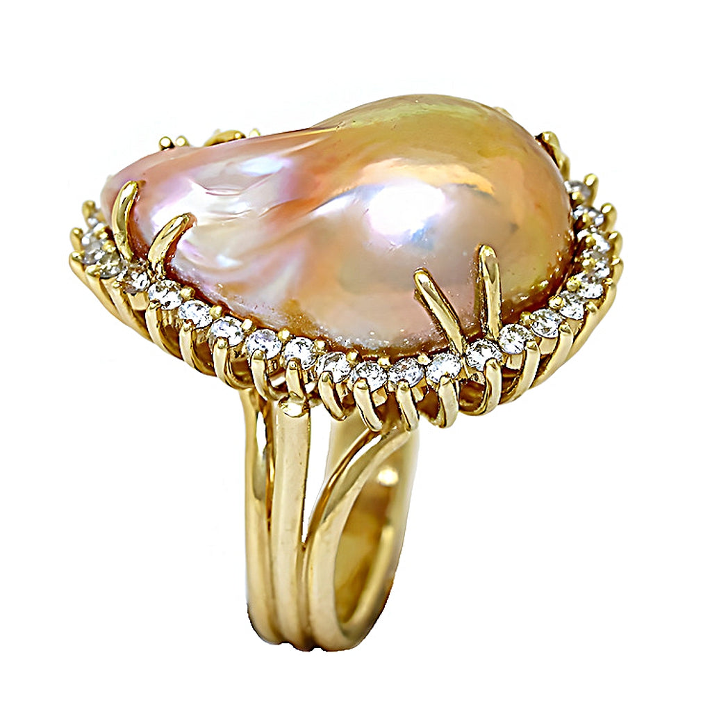 Beige freshwater pearl and diamond ring - In House Treasure