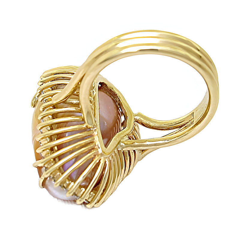 Beige freshwater pearl and diamond ring - In House Treasure