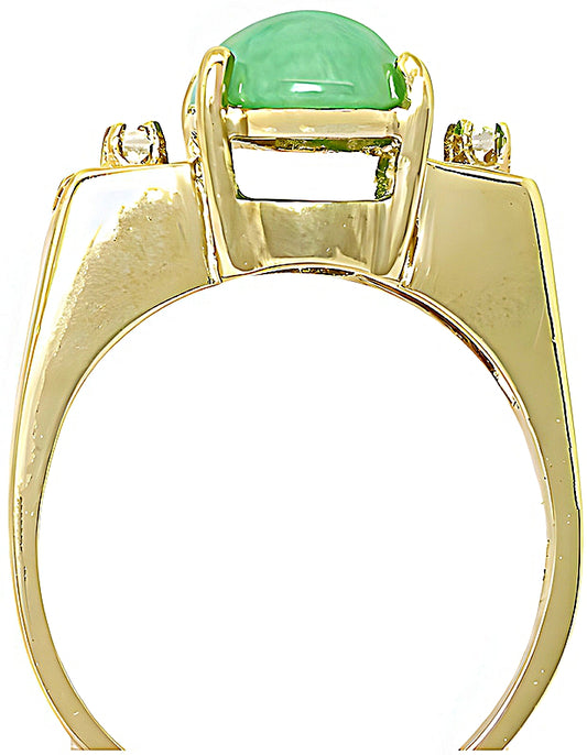 Burmese Green Jade Ring & Diamonds - In House Treasure