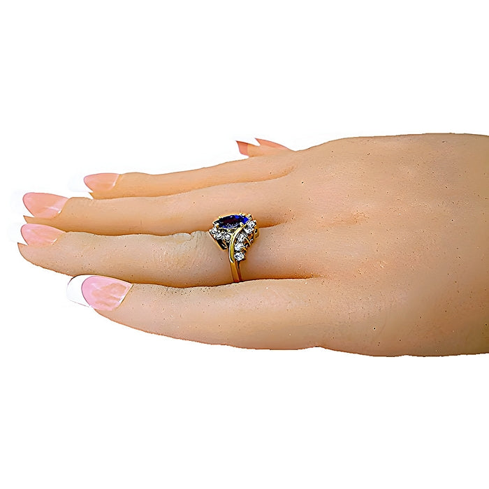 Marquise Tanzanite Diamond Bypass Ring