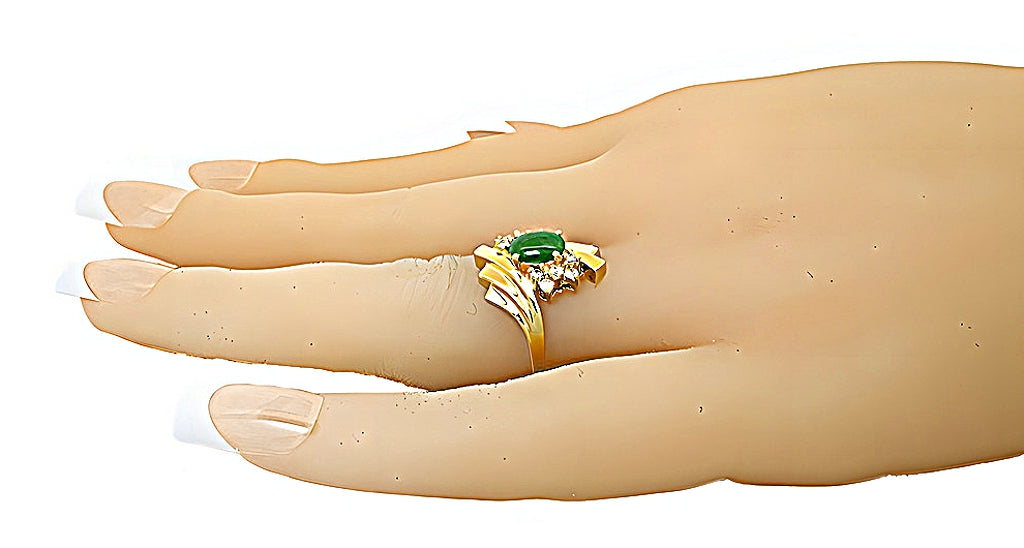 Oval Burmese Jade and diamond ring - In House Treasure