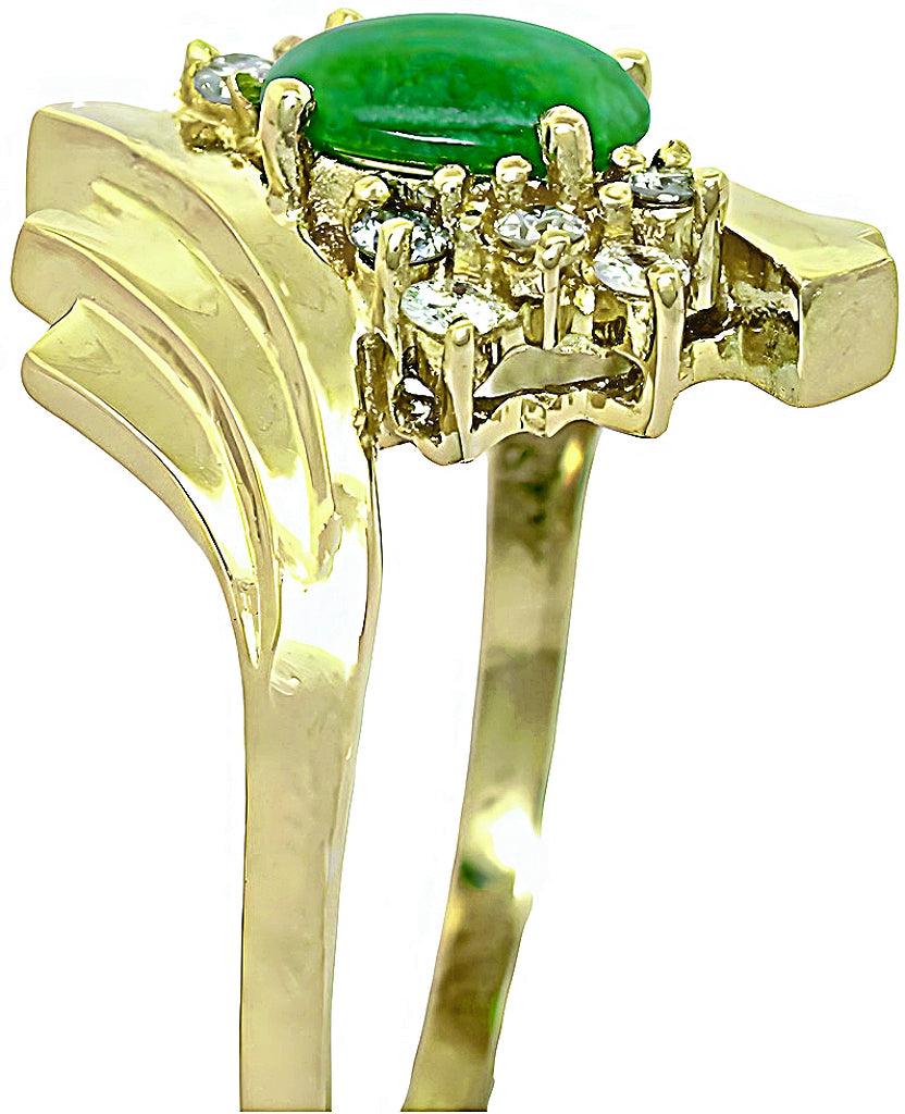 Oval Burmese Jade and diamond ring - In House Treasure