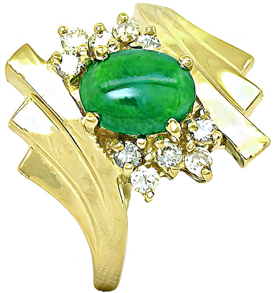 Oval Burmese Jade and diamond ring - In House Treasure
