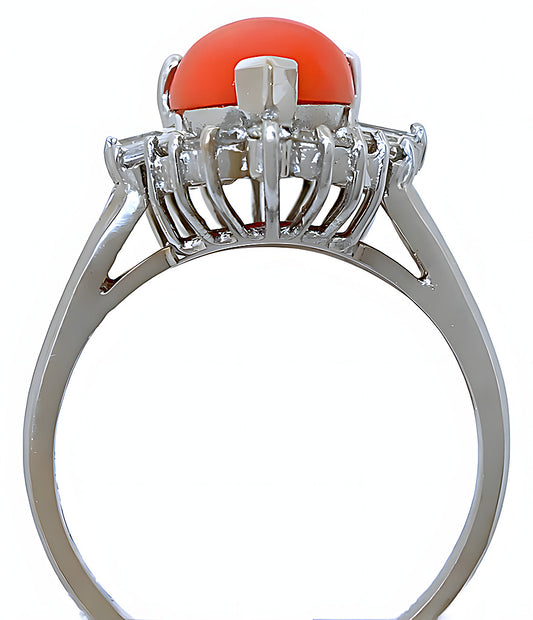 Pear Shape Pink Coral Ring & Diamonds - In House Treasure