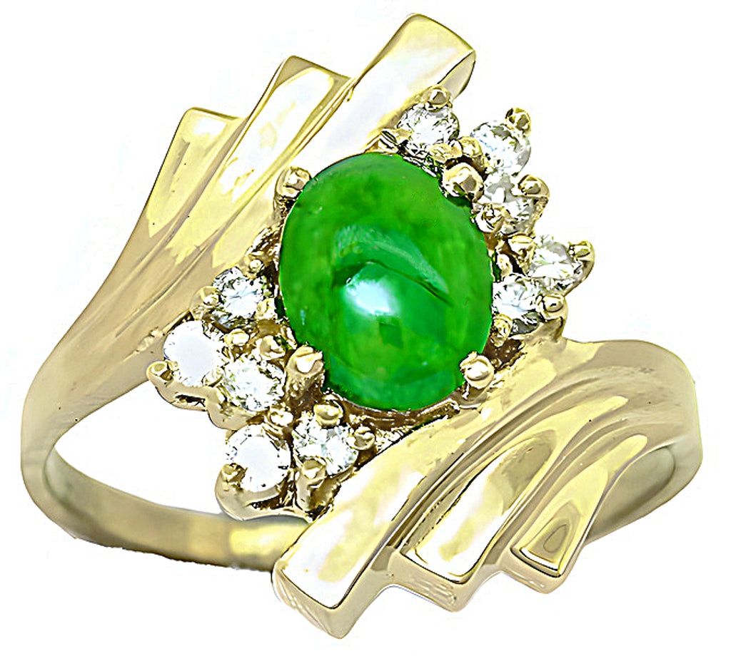 Green Burmese Jade Ring & Diamonds | In House Treasure