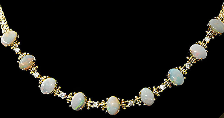 Opal Necklace & Round Diamond - In House Treasure