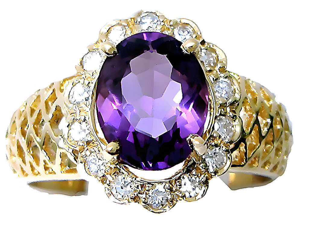 Oval Amethyst Ring & Round Diamonds - In House Treasure