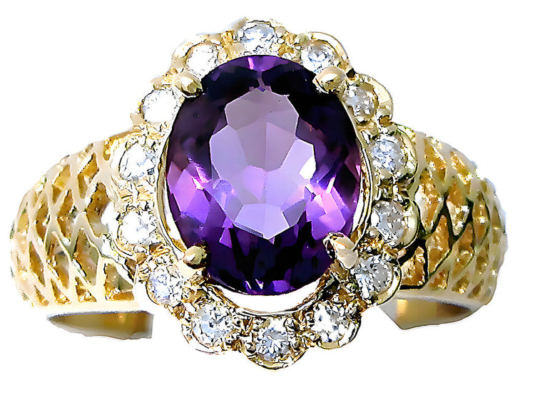 Oval Amethyst Ring & Round Diamonds - In House Treasure