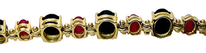 Black Coral Bracelet & Cabochon Rubies - In House Treasure