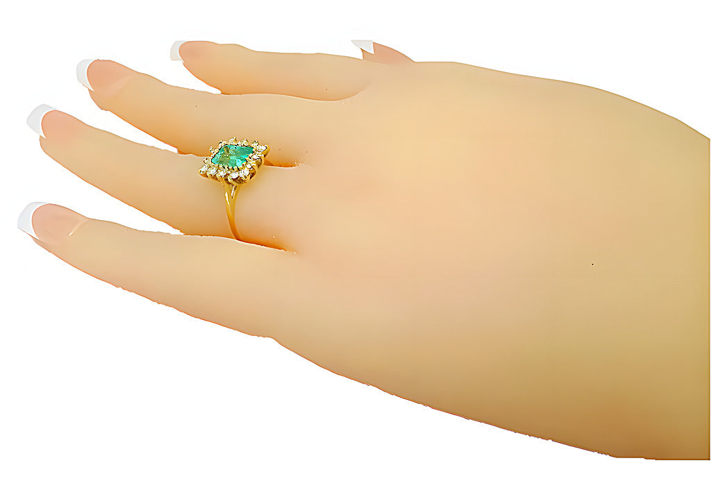 Colombian Emerald cut Emerald with diamond around ring - In House Treasure