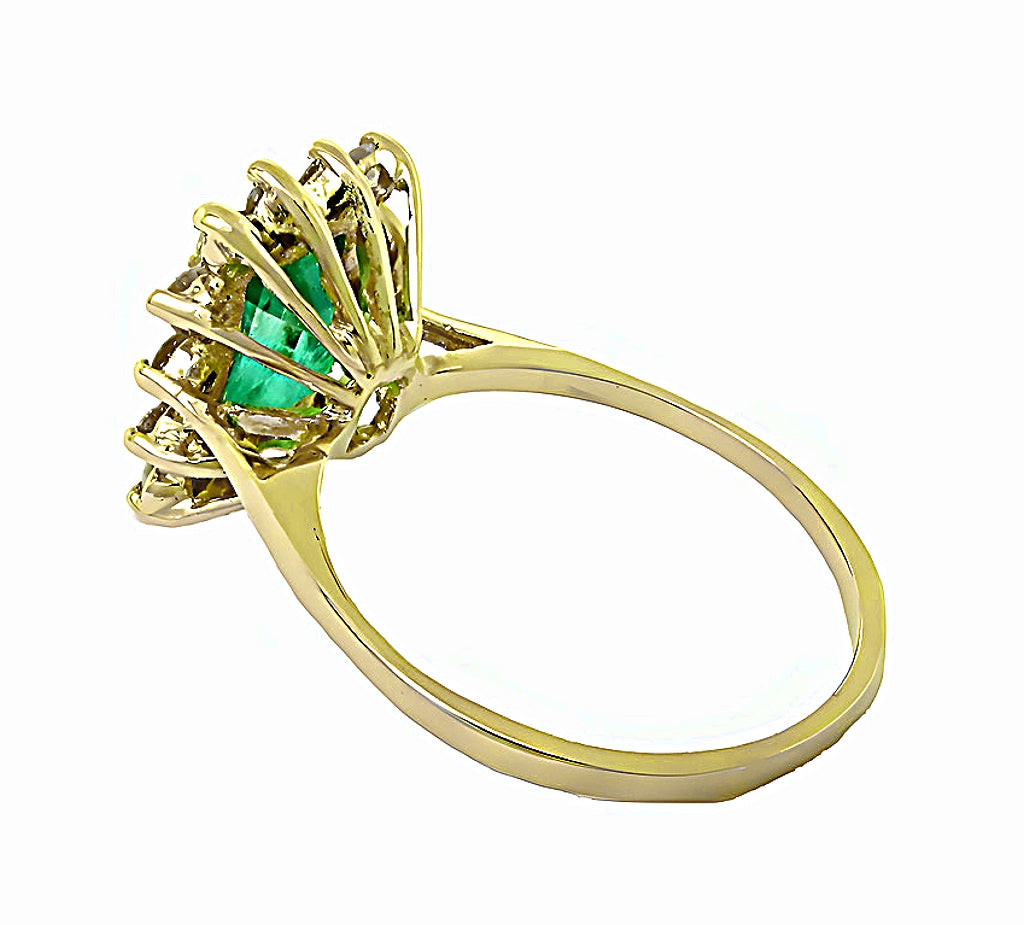 Colombian Emerald cut Emerald with diamond around ring - In House Treasure