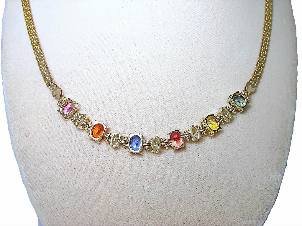 Colorful Sapphire Necklace & Diamonds - In House Treasure