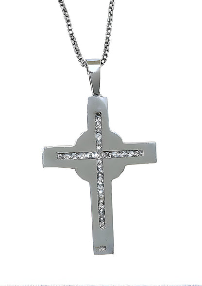 Diamond Cross Pendant Necklace Back View - In House Treasure