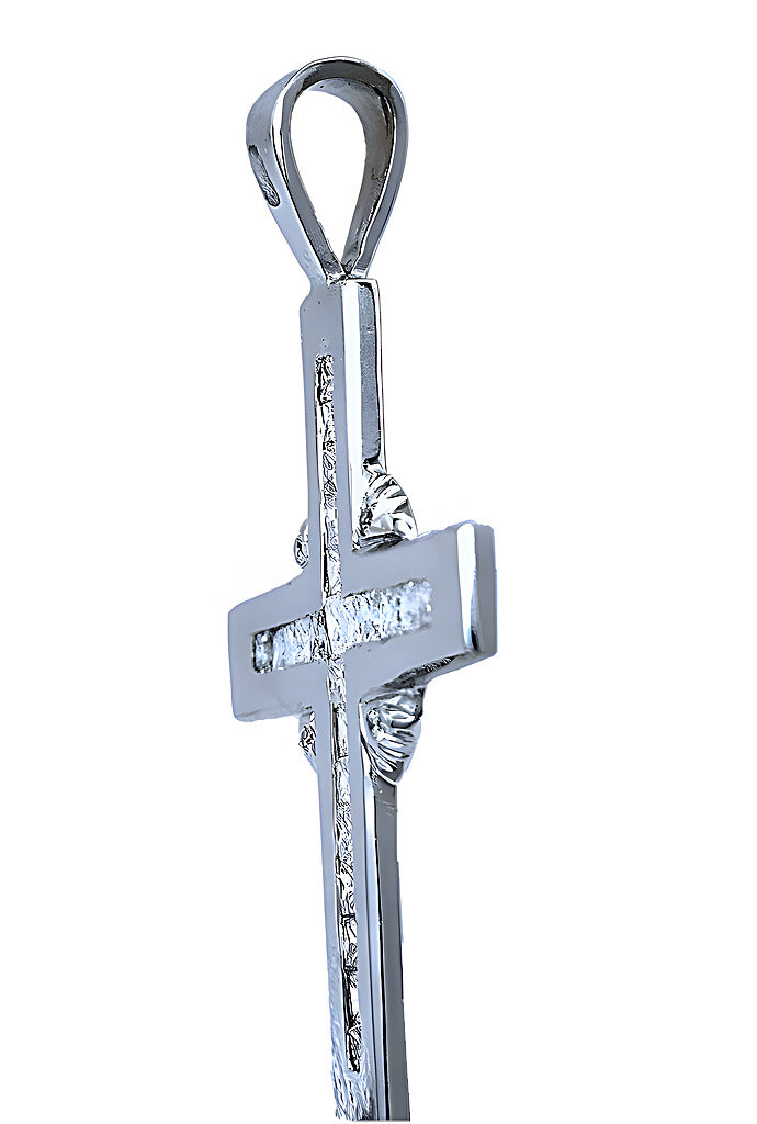 Diamond Cross Pendant Necklace Side View - In House Treasure