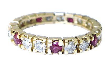 Diamond & Ruby Eternity Ring laid down view – In House Treasure