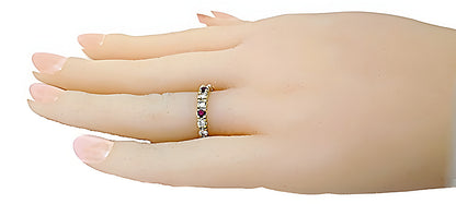 Diamond & Ruby Eternity Ring front side hand view – In House Treasure