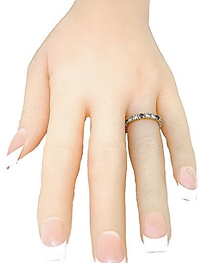 Diamond & Ruby Eternity Ring front hand view – In House Treasure