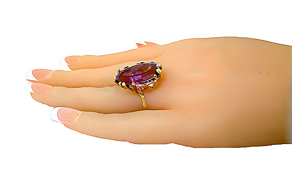 Elongated Oval Amethyst Ring - In House Treasure