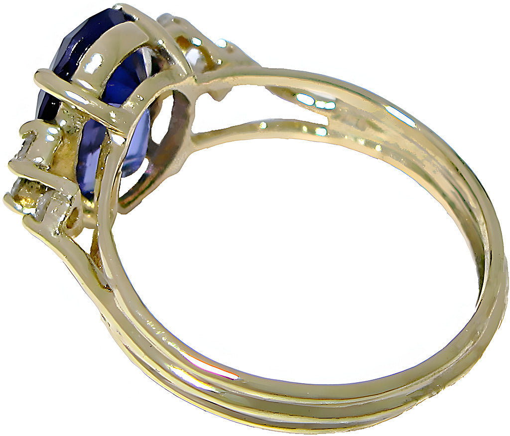 Elongated Oval Tanzanite and diamond ring - In House Treasure