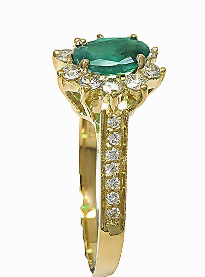 Emerald Ring, Round & Pavé Diamonds- In House Treasure