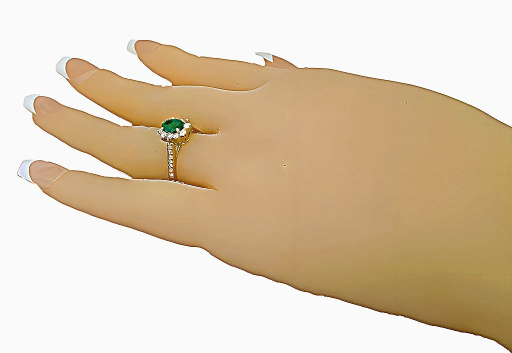 Emerald Ring, Round & Pavé Diamonds - In House Treasure