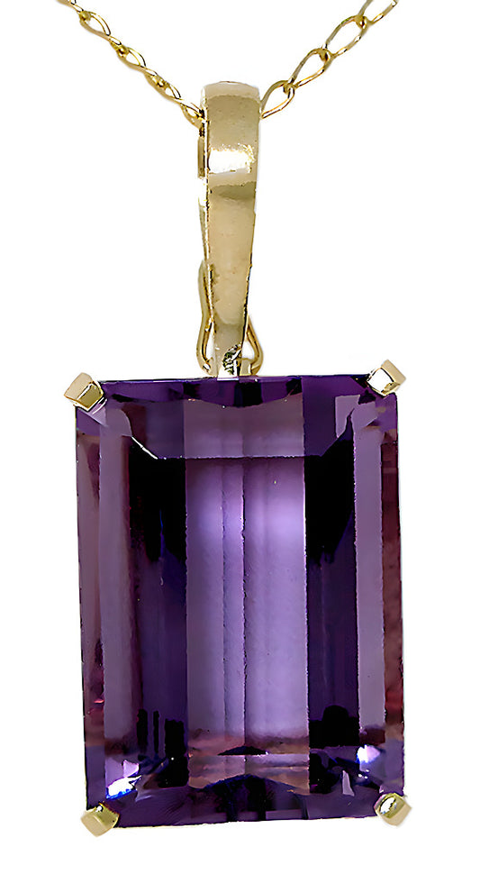 Emerald cut Amethyst pendant with enhancer - In House Treasure