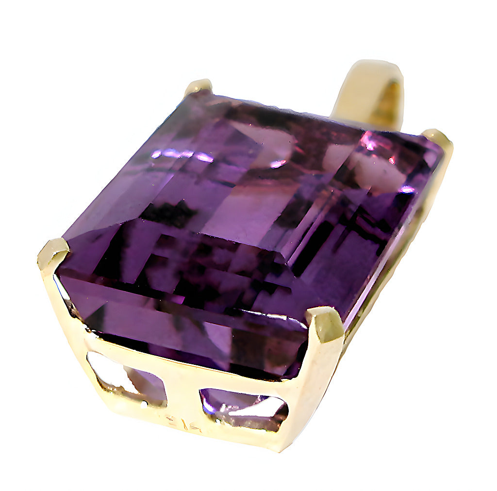 Emerald cut Amethyst pendant with enhancer - In House Treasure