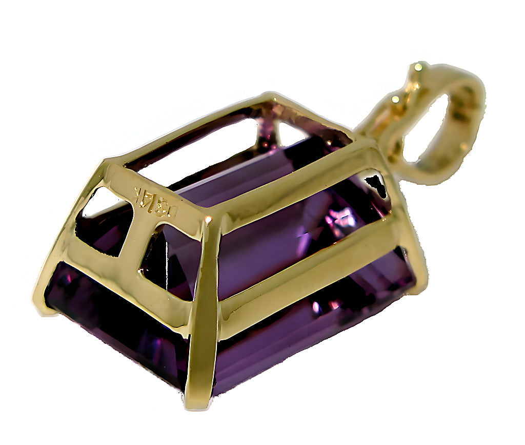 Emerald cut Amethyst pendant with enhancer - In House Treasure