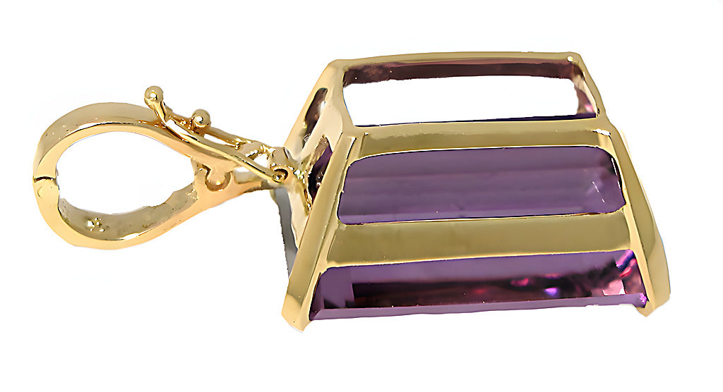 Emerald cut Amethyst pendant with enhancer - In House Treasure