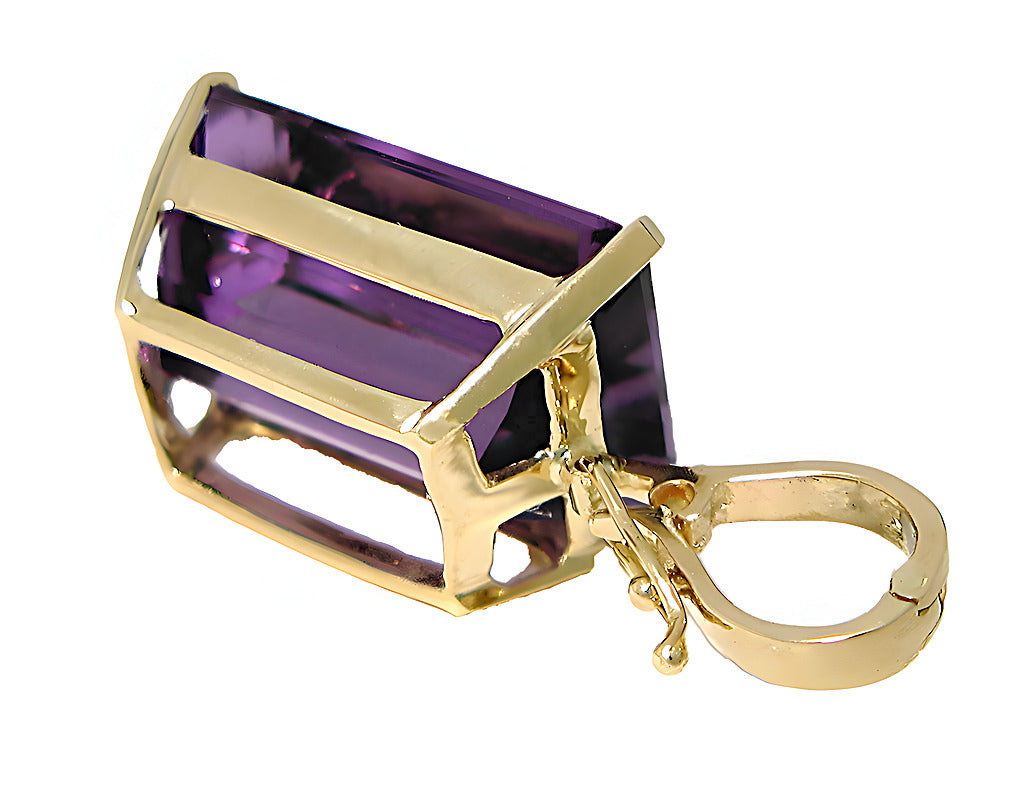 Emerald cut Amethyst pendant with enhancer - In House Treasure