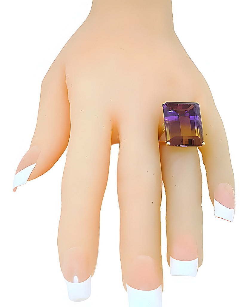 Emerald cut Ametrine ring - In House Treasure 