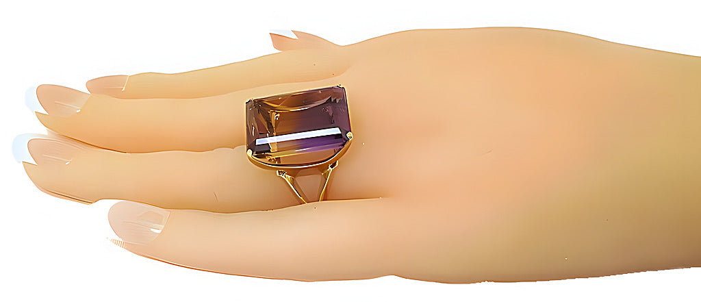 Emerald cut Ametrine ring - In House Treasure 