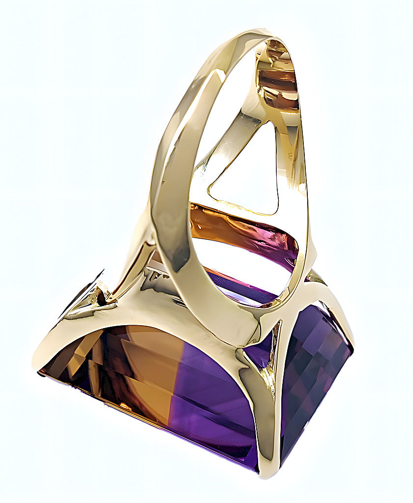 Emerald cut Ametrine ring - In House Treasure 