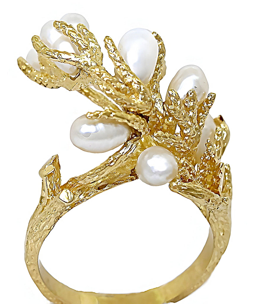 Freshwater pearl ring branch style setting - In House Treasure