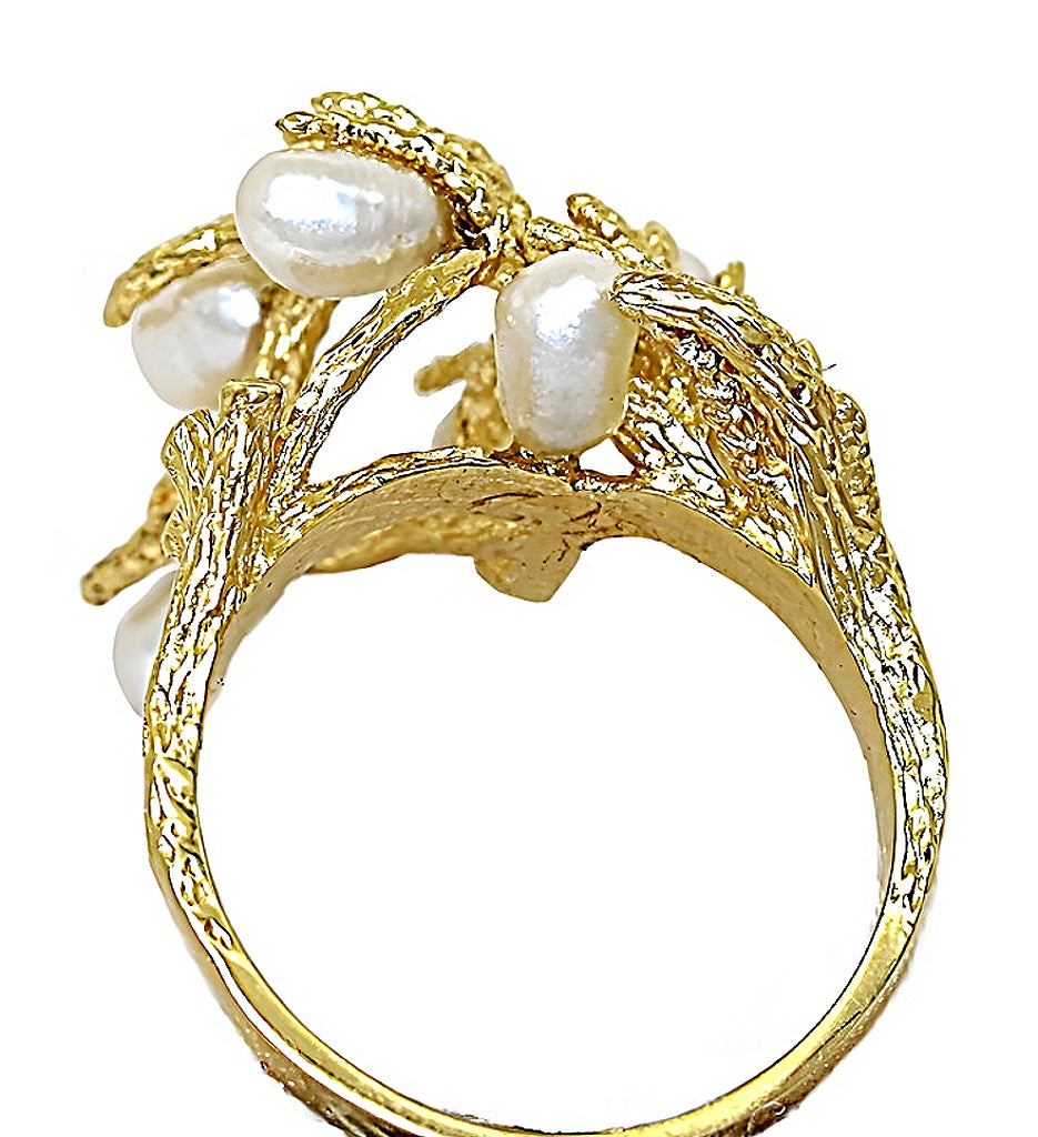 Freshwater pearl ring branch style setting - In House Treasure