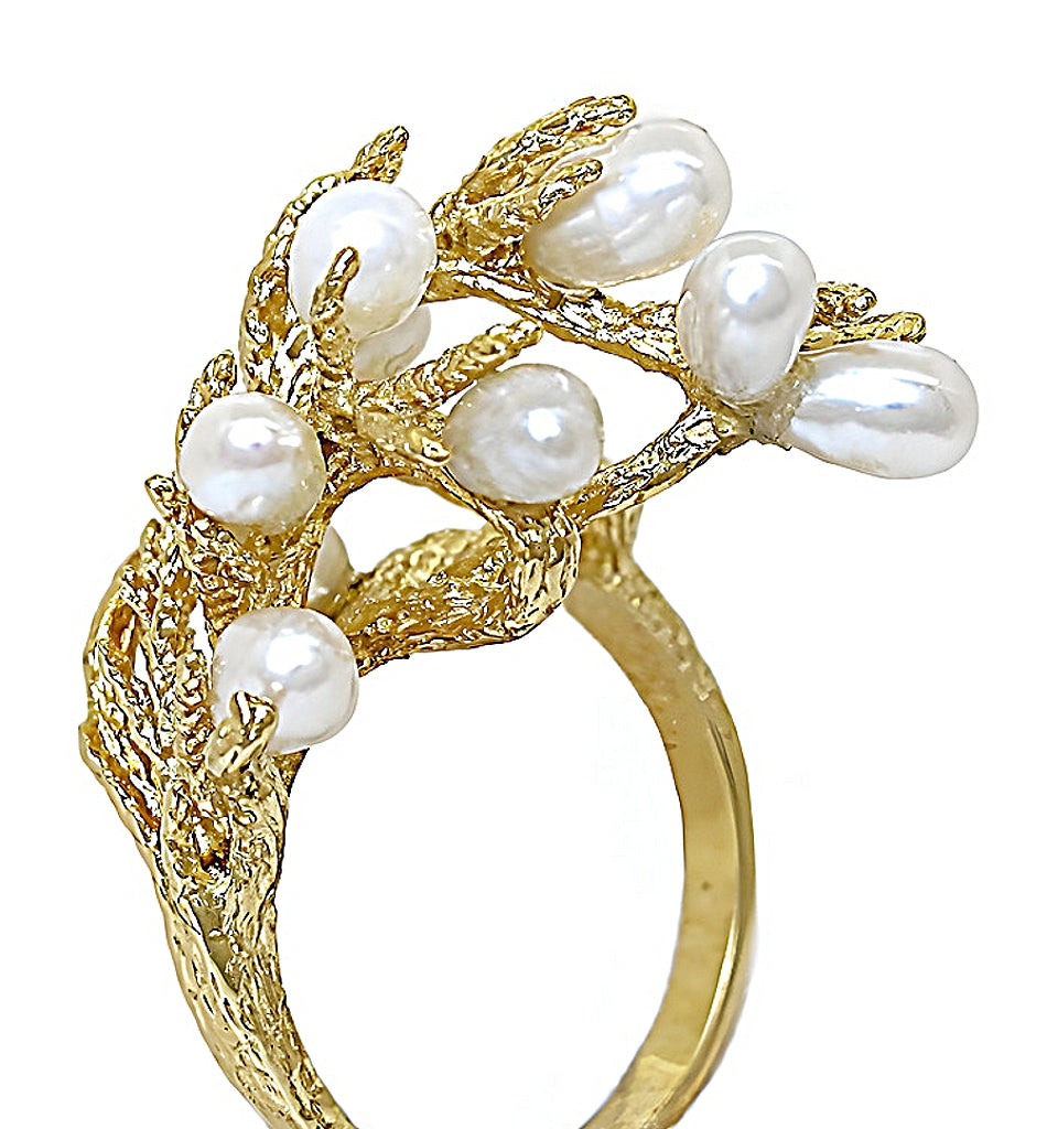 Freshwater pearl ring branch style setting - In House Treasure