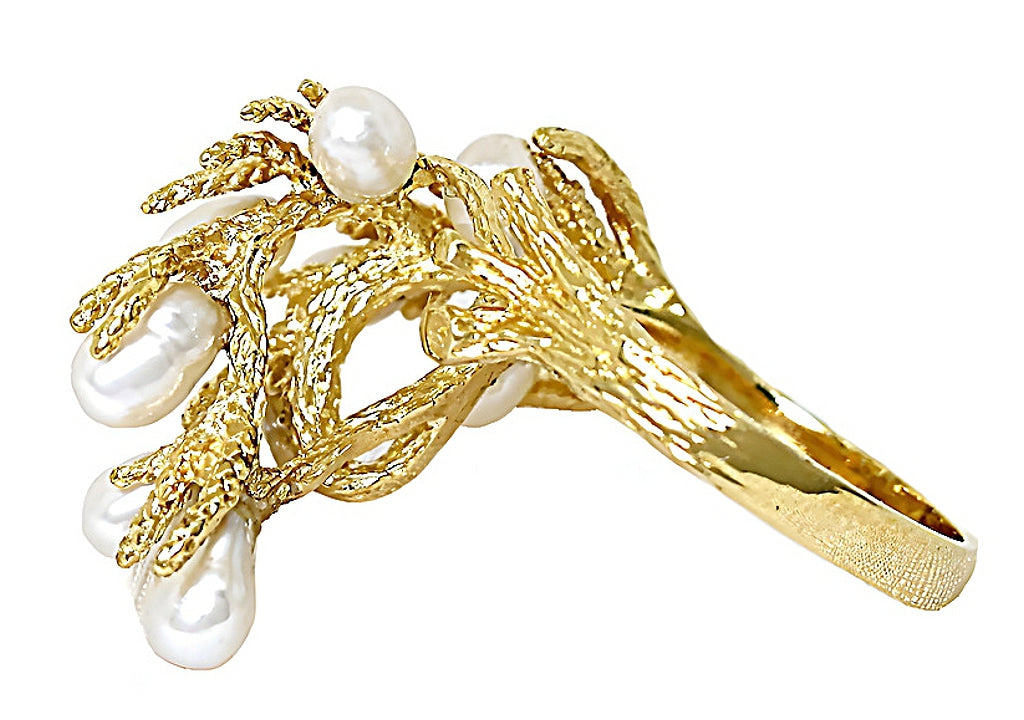 Freshwater pearl ring branch style setting - In House Treasure