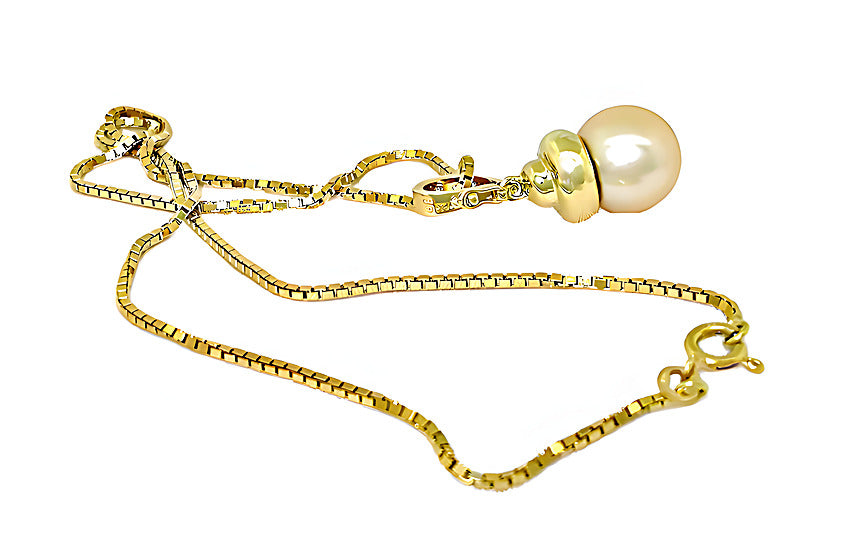 Golden South Sea pearl pendant with diamond cap and enhancer - In House Treasure