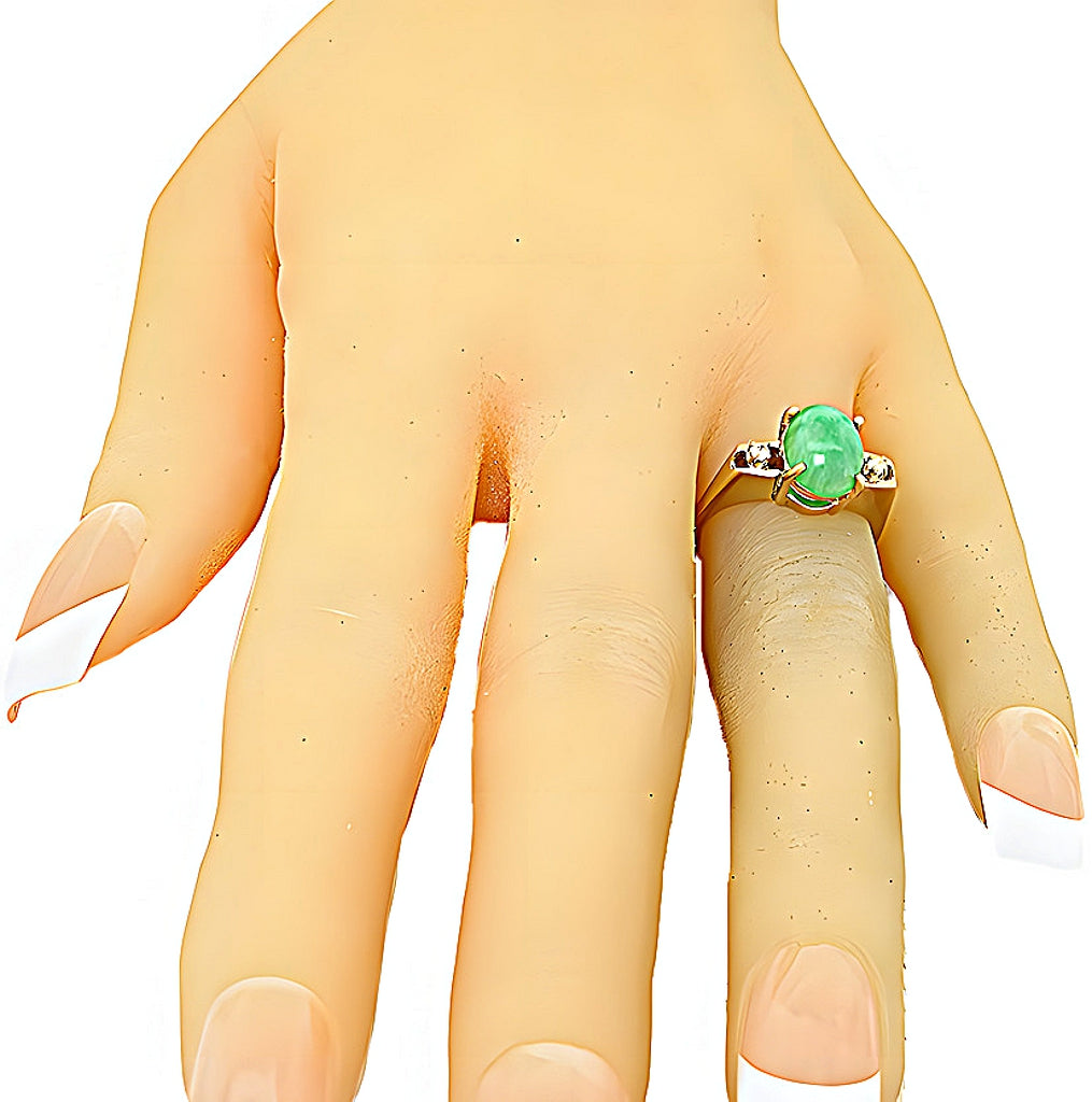 Green Burmese Jade and diamond ring - In House Treasue