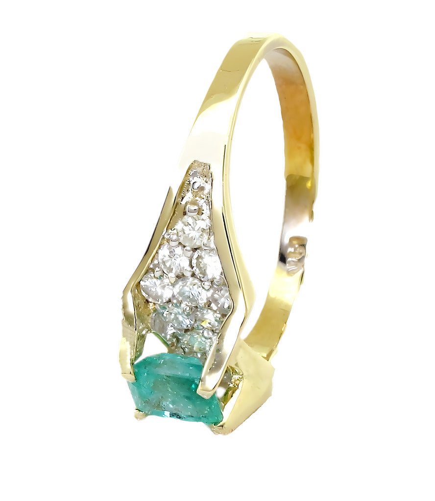 Emerald cut Emerald and diamond ring