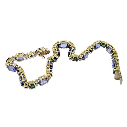 Oval Tanzanite & Round Tsavorite Link Bracelet