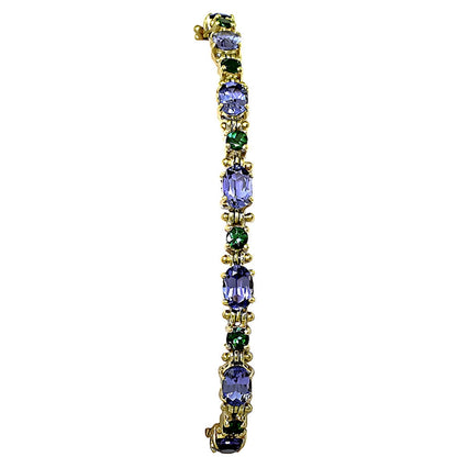 Oval Tanzanite & Round Tsavorite Link Bracelet