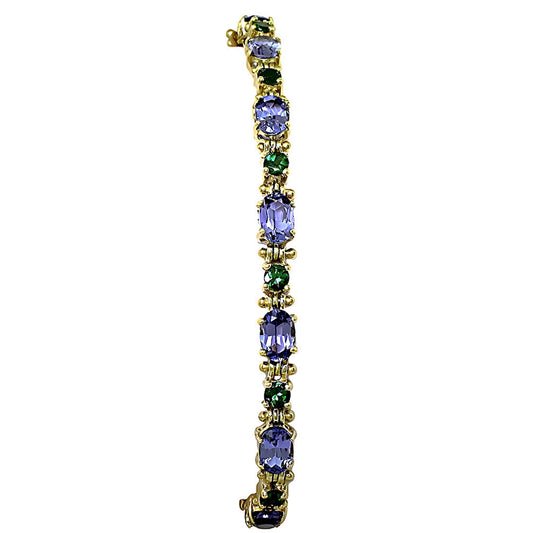 Oval Tanzanite & Round Tsavorite Link Bracelet