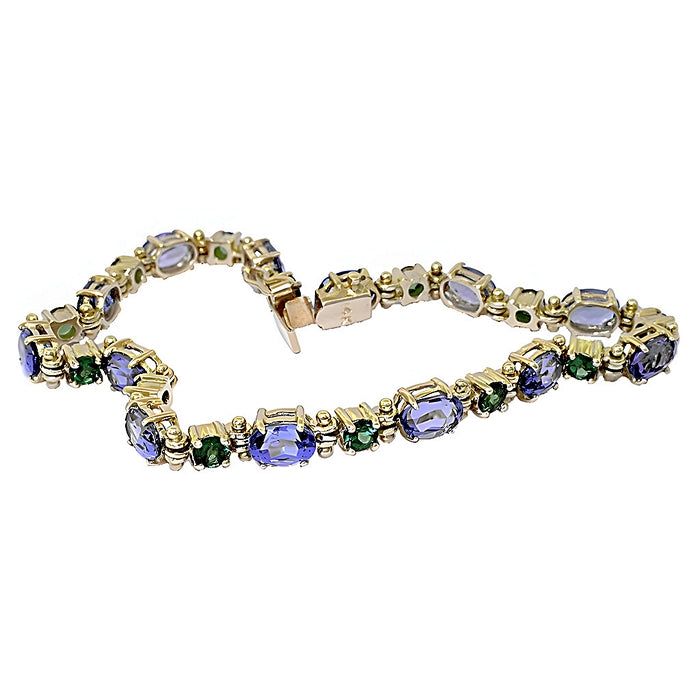 Oval Tanzanite & Round Tsavorite Link Bracelet