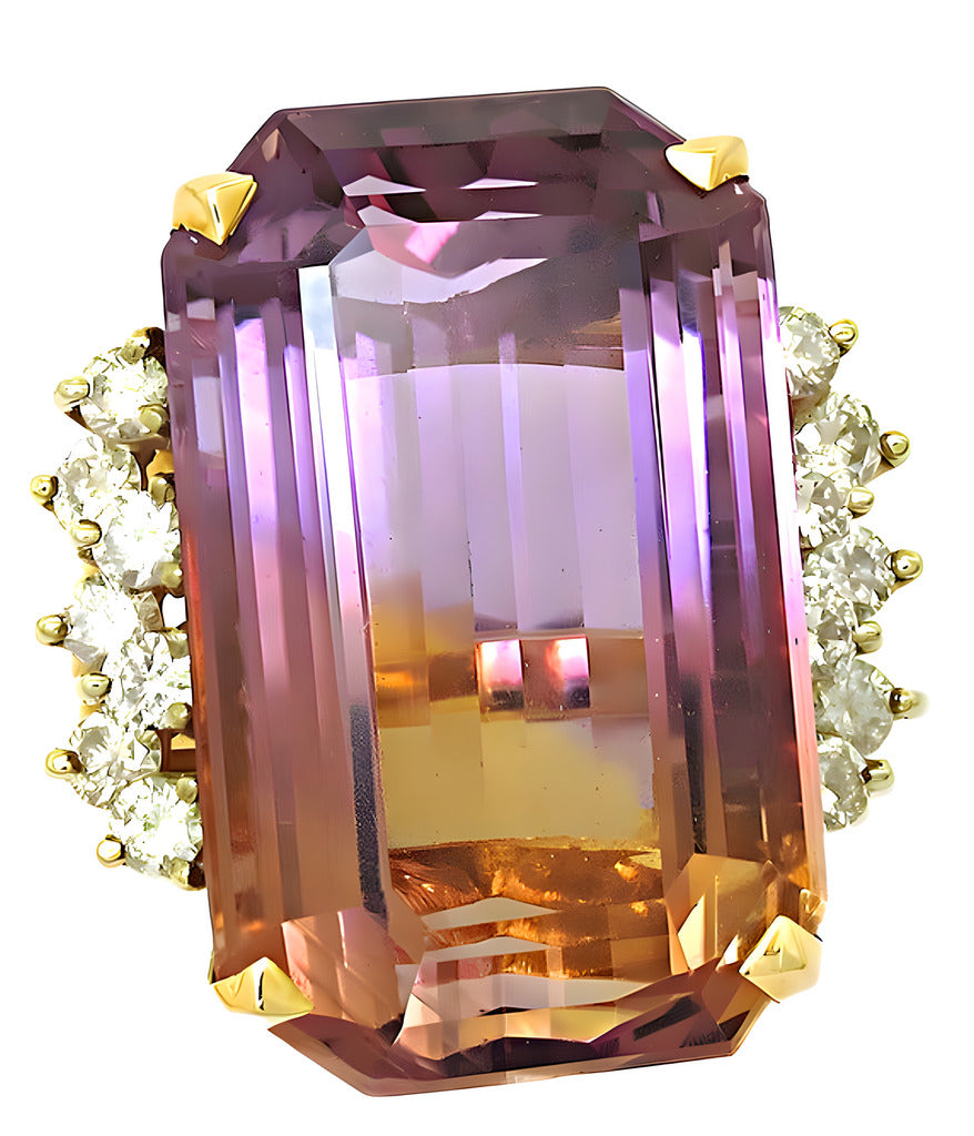 14k yellow/white gold Ametrine and diamond ring