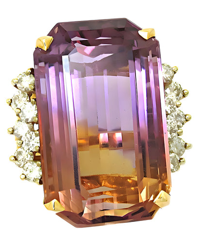 14k yellow/white gold Ametrine and diamond ring