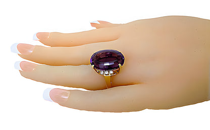 Large Oval Amethyst Ring & Diamonds - In House Treasure