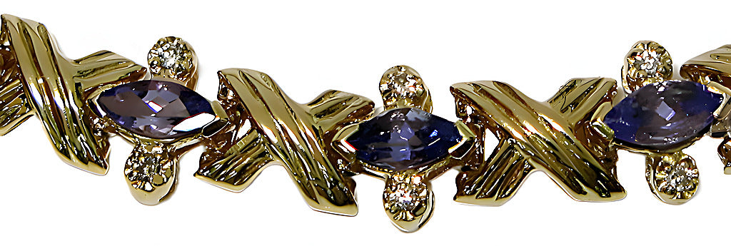 Marquis Tanzanite bracelet with diamond - In House Treasure