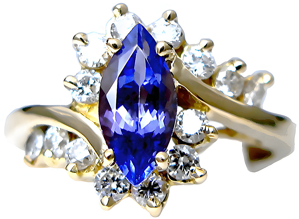 Marquise Tanzanite and diamond ring - In House Treasure