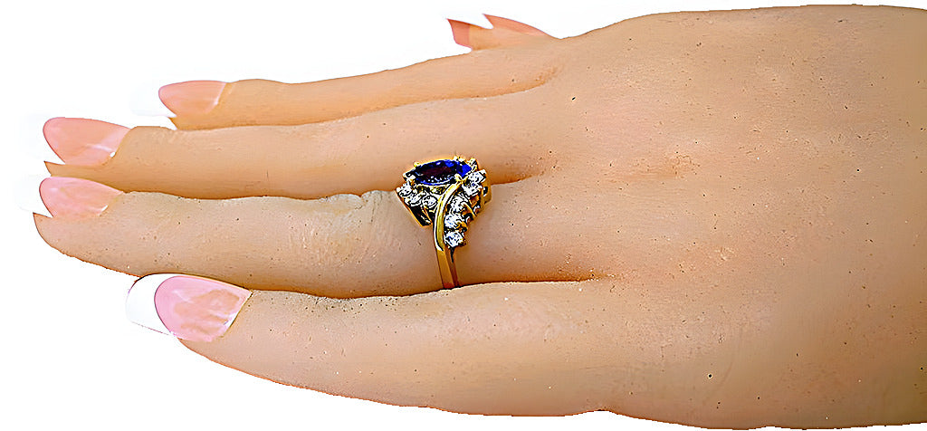 Marquise Tanzanite ring & round diamonds - In House Treasure